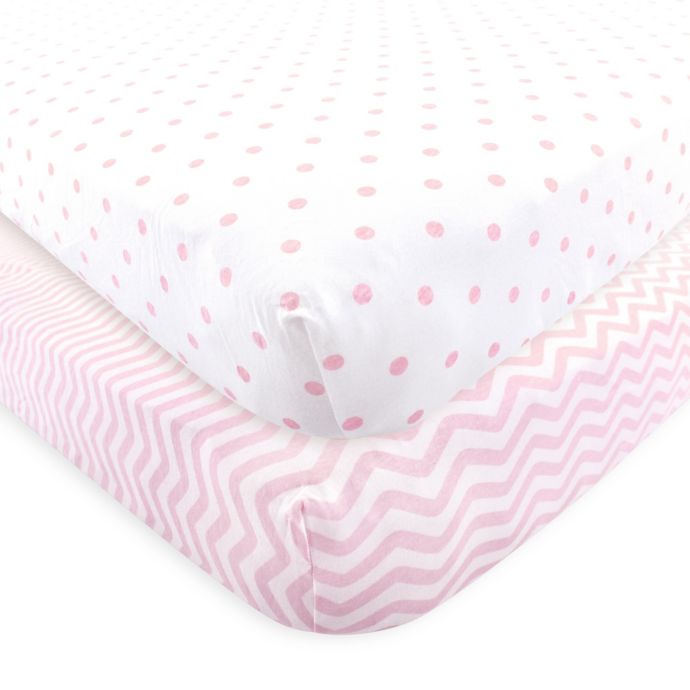 Luvable Friends 2 Pack Chevron And Dots Fitted Crib Sheets In