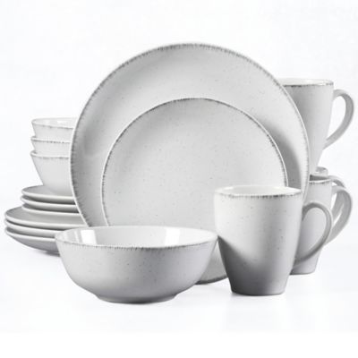 grey and white plate set