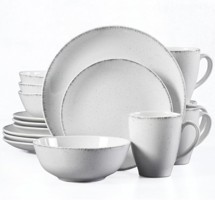 Urban Loft Liam 16 Piece Dinnerware Set In White Grey Speckle