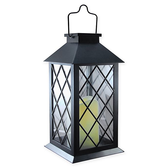 Solar powered black tudor lantern with led candle bed for Luci a led calde