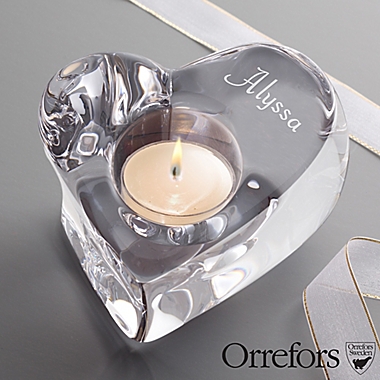 Orrefors&copy; Crystal Heart Votive with Engraved Name. View a larger version of this product image.
