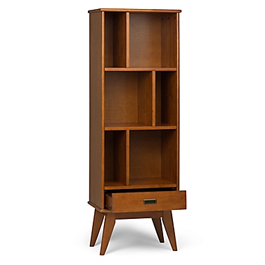 Simpli Home Draper Solid Hardwood Mid Century Bookcase and Storage Unit in Teak Brown. View a larger version of this product image.