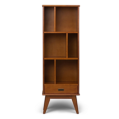 Simpli Home Draper Solid Hardwood Mid Century Bookcase and Storage Unit in Teak Brown. View a larger version of this product image.