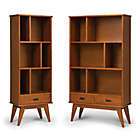 Alternate image 7 for Simpli Home Draper Solid Hardwood Mid Century Bookcase and Storage Unit in Teak Brown