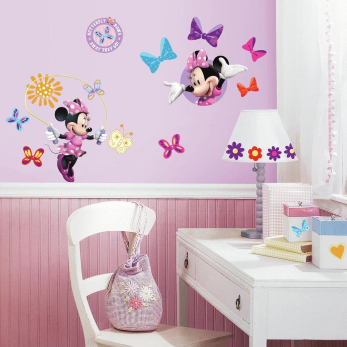 Roomates Minnie Mouse Bow Tique Peel Stick Wall Decals Bed