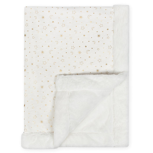 Alternate image 1 for Just Born® Sparkle Sherpa Blanket in White