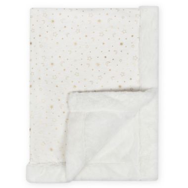 Just Born&reg; Sparkle Sherpa Blanket in White. View a larger version of this product image.