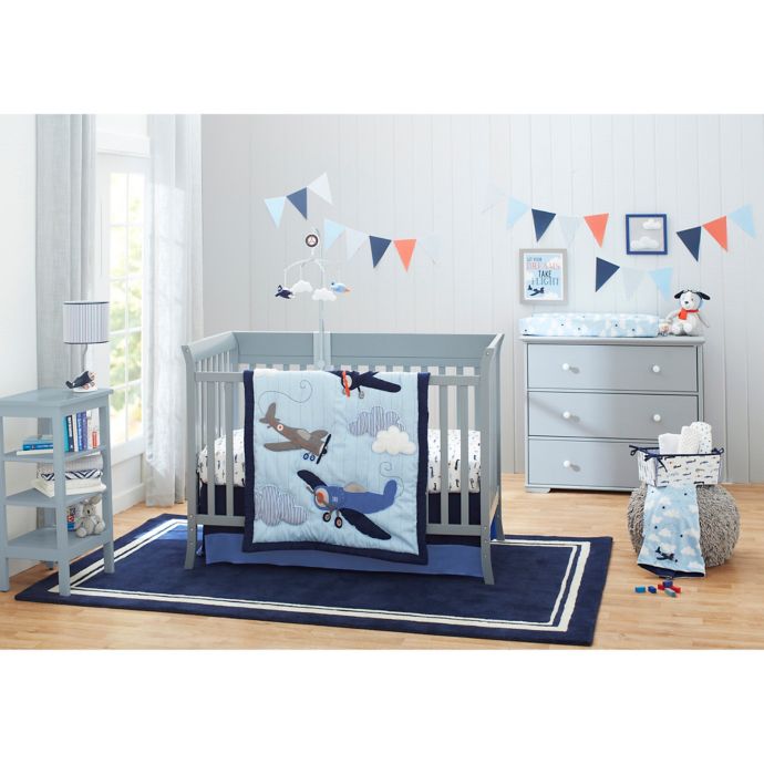 carter's® Take Flight 4Piece Crib Bedding Set in Blue buybuy BABY