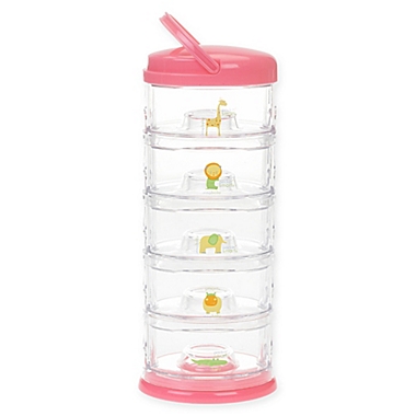 Innobaby Packin&#39; SMART 5-Tier Zoo Animal Stackable Container Set in Strawberry. View a larger version of this product image.