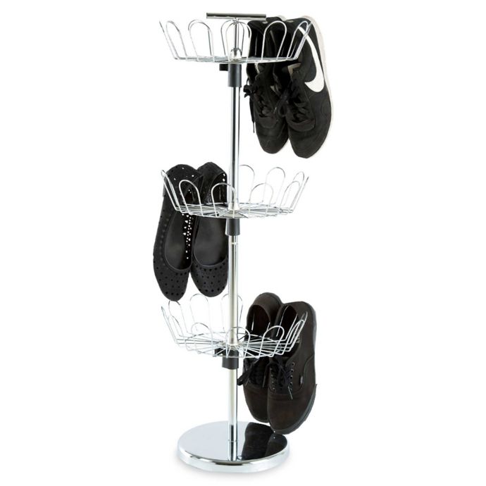 Lavish Home 3 Tier Revolving Shoe Rack In Chrome Bed Bath Beyond