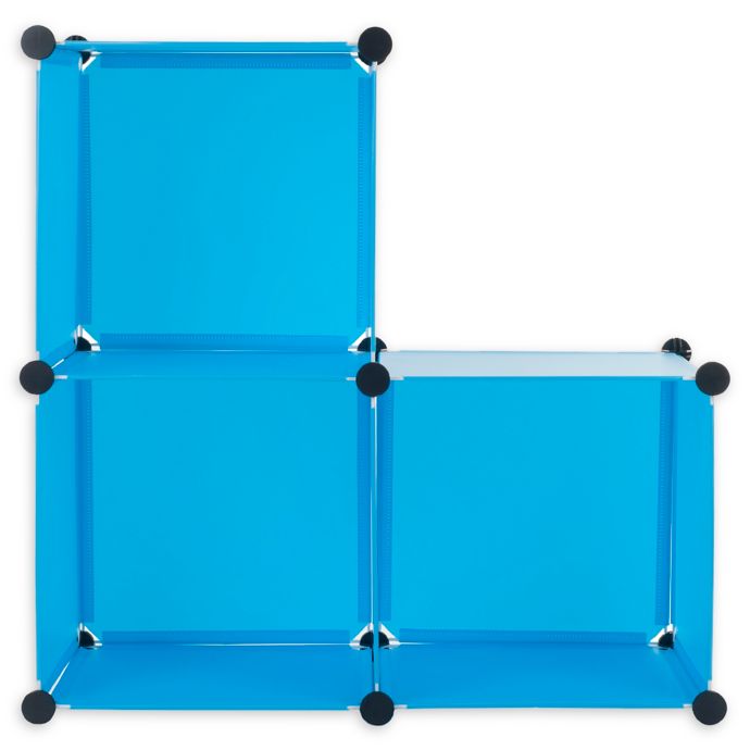 Everyday Home Modular Plastic Storage Cubes in Blue (Set of 3) Bed