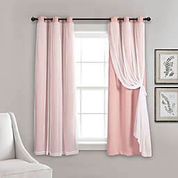 Lush Decor 63-Inch Grommet Sheer/Blackout Lined Window Curtain Panels in Pink (Set of 2)