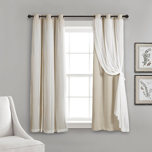 Alternate image 1 for Lush Decor 63-Inch Grommet Sheer/Blackout Lined Window Curtain Panels in Wheat (Set of 2)