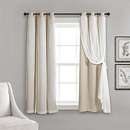 Lush Decor 63-Inch Grommet Sheer/Blackout Lined Window Curtain Panels in Wheat (Set of 2)