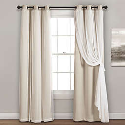 Lush Decor 84-Inch Grommet Sheer/Blackout Lined Window Curtain Panels in Wheat (Set of 2)