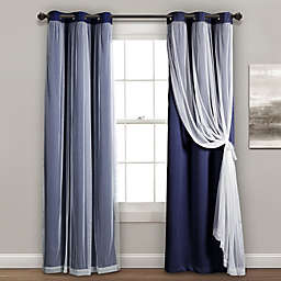 Lush Decor 63-Inch Grommet Sheer/Blackout Lined Window Curtain Panels in Wheat (Set of 2)