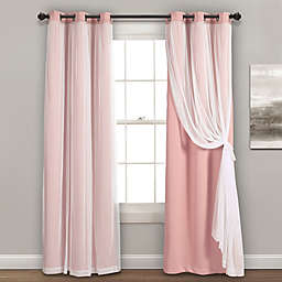 Lush Decor 84-Inch Grommet Sheer/Blackout Lined Window Curtain Panels in Pink (Set of 2)