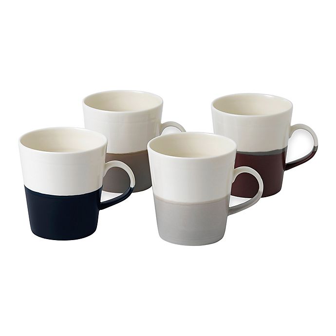 6 Piece Grey /& White Dipped Glaze Mug Set