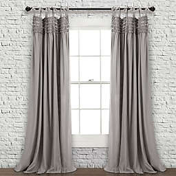 Lydia Ruffle 84-Inch Tie Top Window Curtain in Grey (Set of 2)
