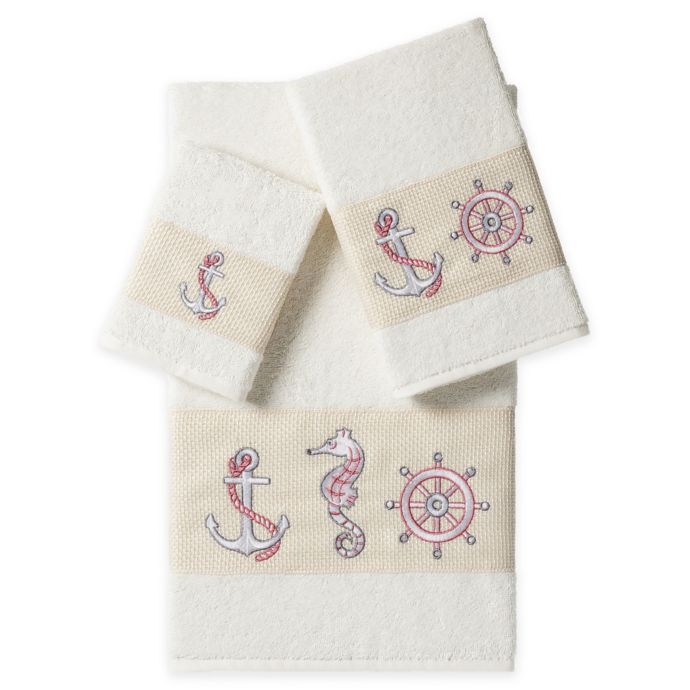 Linum Home Textiles Easton 3Piece Embellished Bath Towel Set Bed