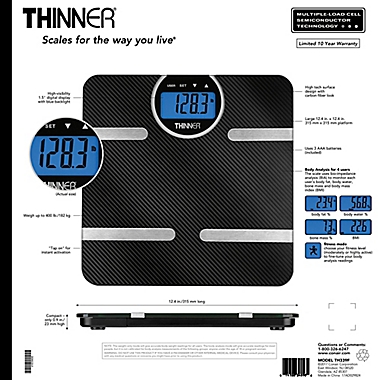 Thinner© by Conair&trade; Carbon Fiber Body Analysis Scale. View a larger version of this product image.