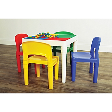 Humble Crew 2-In-1 Plastic Building Blocks Compatible Square Activity Table and Chair Set. View a larger version of this product image.