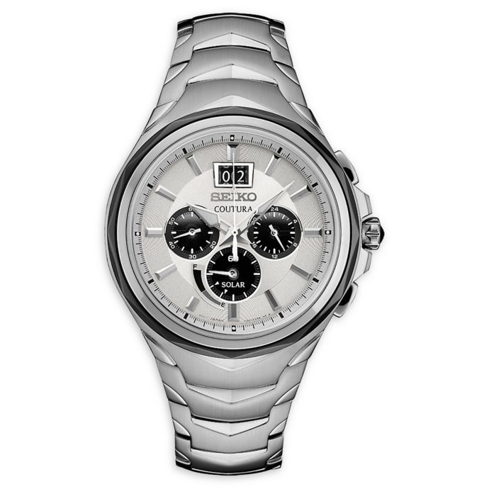seiko silver dial 2 tone chrono coutura watch