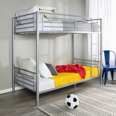 Forest Gate Riley Twin Metal Bunk Bed in  Silver