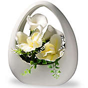 National Tree Company 9-Inch Artificial Orchid and Calla Lily Arrangement with White Planter
