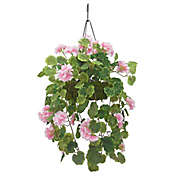 National Tree Company 12-Inch Artificial Geranium Hanging Plant in Pink with Wire Basket