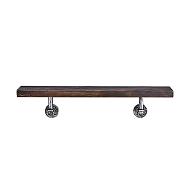 Danya B.&trade; 36-Inch x 7-Inch Floating Pipe Industrial Rustic Wall Mount Shelf in Ebony. View a larger version of this product image.