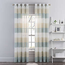 Brix Solid and Stripe Sheer Grommet Window Curtain Panel Collection (Single)