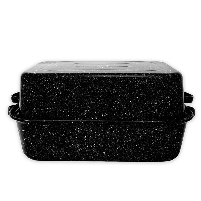 Granite Ware 21 Inch Rectangular Covered Roaster In Black Bed