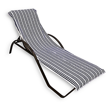 Morgan Home Cotton Quick-Dry Striped Lounge Chair Coverl in Navy/White. View a larger version of this product image.