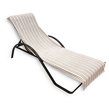 Morgan Home Cotton Quick-Dry Striped Lounge Chair Cover in Sand/White. View a larger version of this product image.