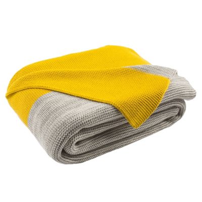 Kingston Blanket - Grey & Yellow Block Colour Wool Throw ...