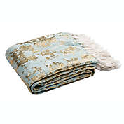 Gemma Metallic Throw Blanket in Blue/Gold