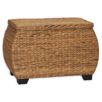 Household Essentials Large Curved Wicker Storage Chest with Liner Water Hyacinth