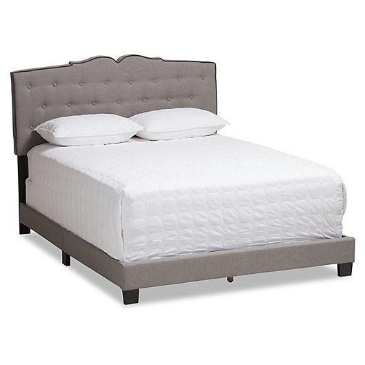 Baxton Studio Emerson Tufted King Low Profile Bed in Light Gray 