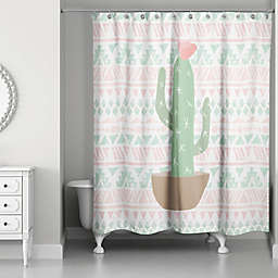 Designs Direct Aztec Cactus Shower Curtain in Green