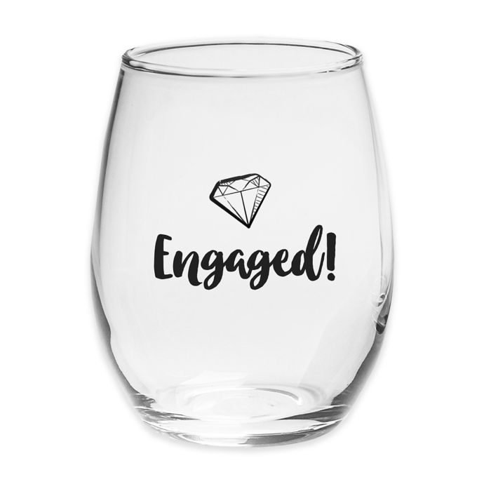 Kate Aspen® "Engaged" Stemless Wine Glass | Bed Bath & Beyond