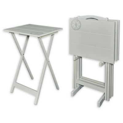 grey folding table and chairs