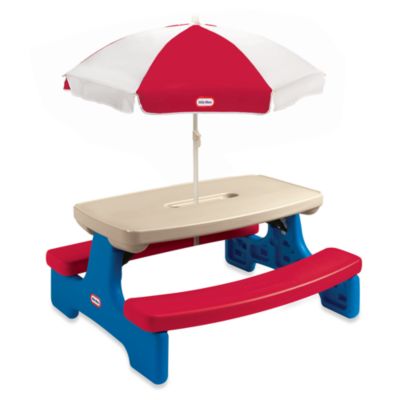 little tikes folding picnic table with umbrella