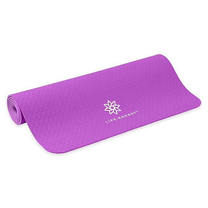 Life Energy 4mm Premium TPE Ekosmart "Eat, Sleep, Yoga, Repeat" Yoga Mat in Purple Bed Bath
