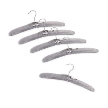 Velour Hangers in Grey (5-Pack). View a larger version of this product image.