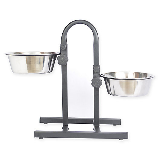 Alternate image 1 for ICONIC PET Dual Bowl Adjustable Double Diner in Metallic