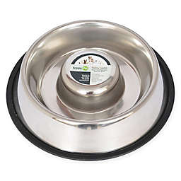 ICONIC PET Slow Feed Pet Bowl in Stainless Steel