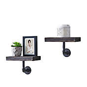 Danya B. 12-Inch x 7-Inch Floating Pipe Industrial Wall Mount Shelves (Set of 2)