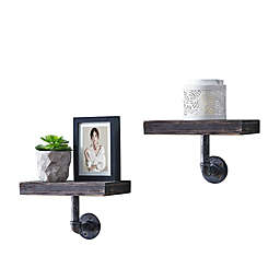 Danya B. 12-Inch x 7-Inch Floating Pipe Industrial Wall Mount Shelves (Set of 2)