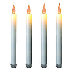 Off White LED Taper Candles with Amber Light (Set of 4)